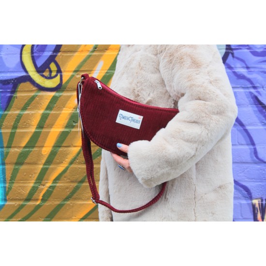 Half Moon Chest Front Bag Red Corduroy